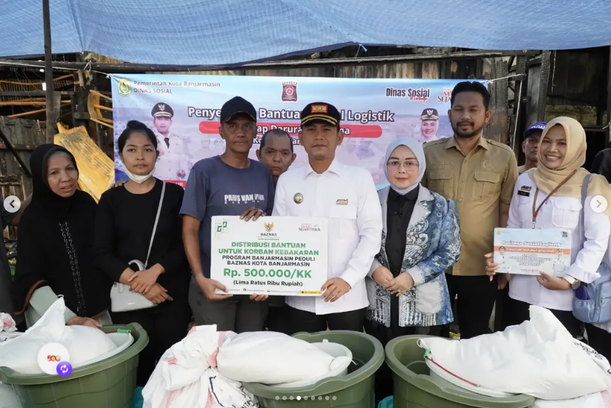 15 Bangunan Terdampak, Pemko Banjarmasin Salurkan Bantuan Kebakaran Pasar Lama